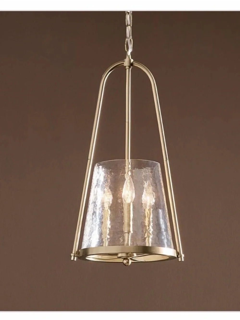 New Kichler Nerine Brass Hanging Pendant Light hammered glass champagne bronze